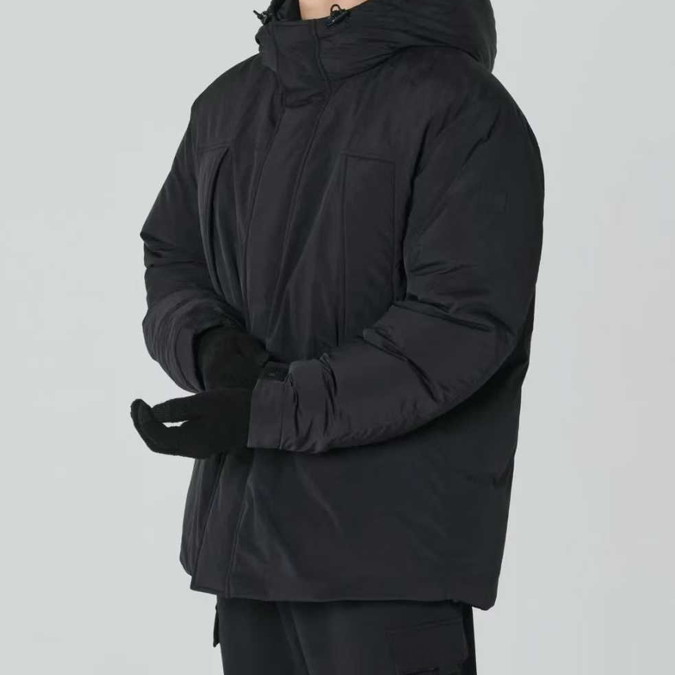 NOSKIN小雪斜口袋带帽重型绒夹克