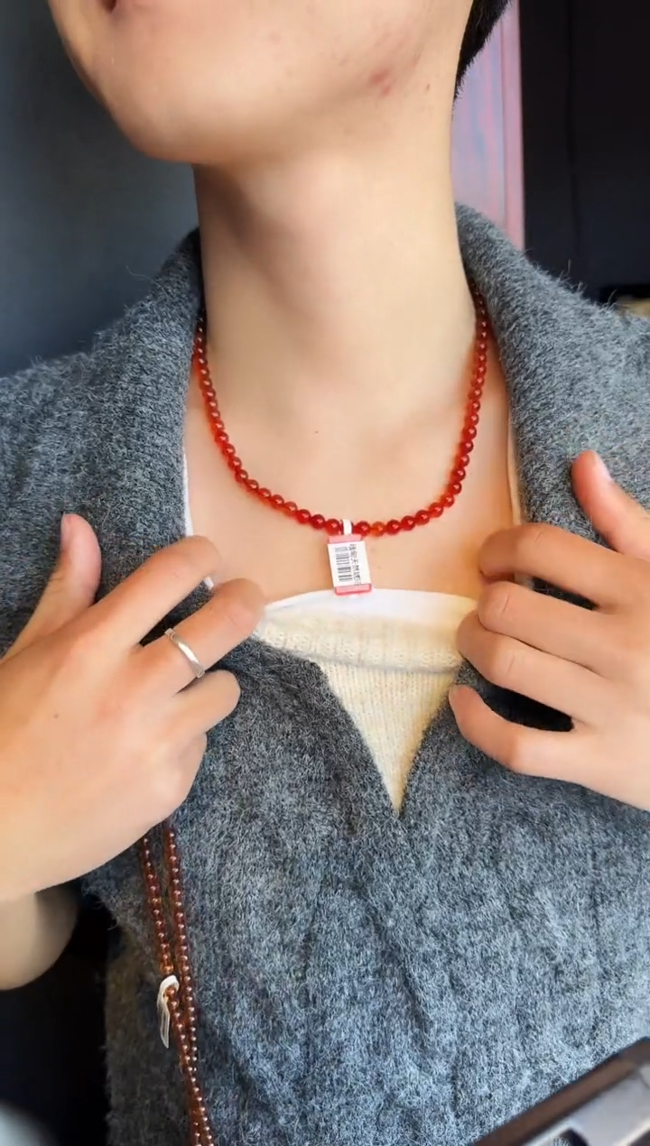 琥珀颈饰未镶嵌#28缅甸琥珀血珀妈妈链6mm