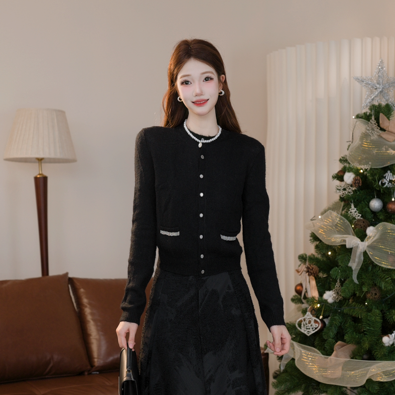 AMASS/阿玛施 新款气质针织百搭长袖简约显瘦针织开衫女5499272