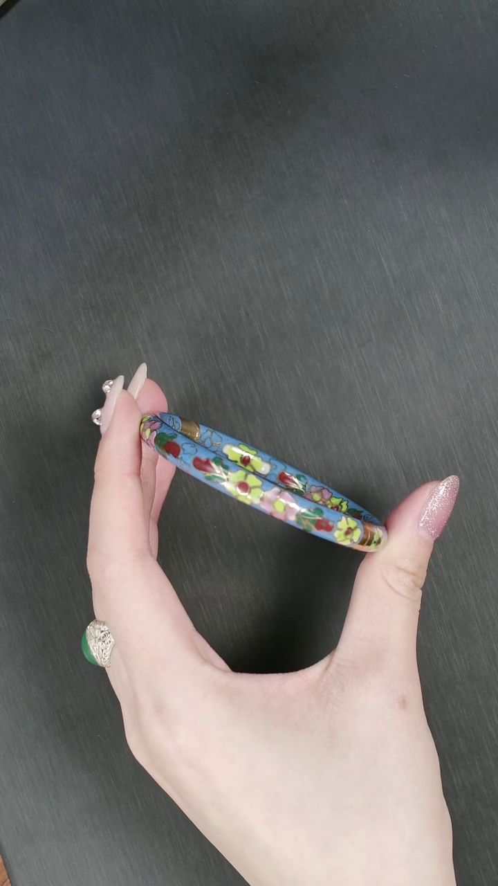 非遗 景泰蓝开口镯 湖蓝