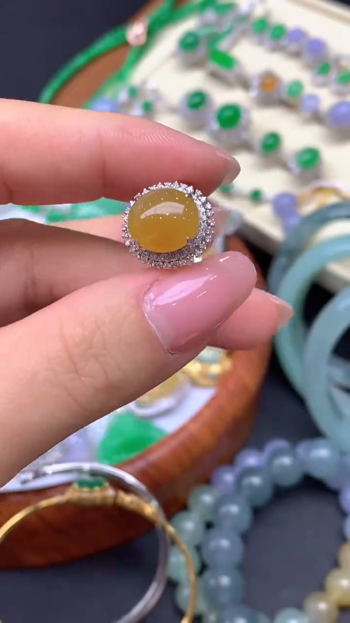 【闪购商品】翡翠戒指18K金镶嵌10-天然翡翠