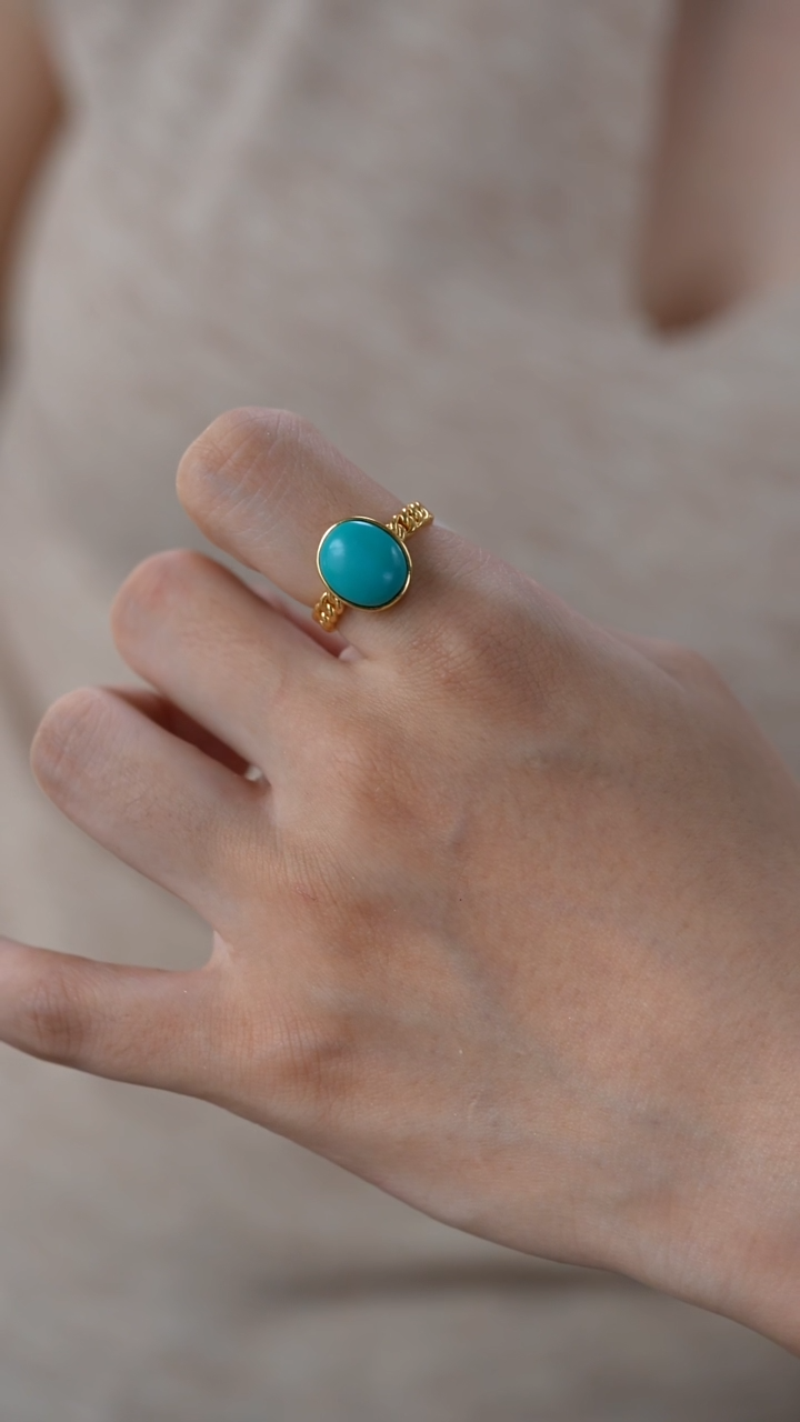 银S925镀金镶嵌绿松石戒指秒拍号24