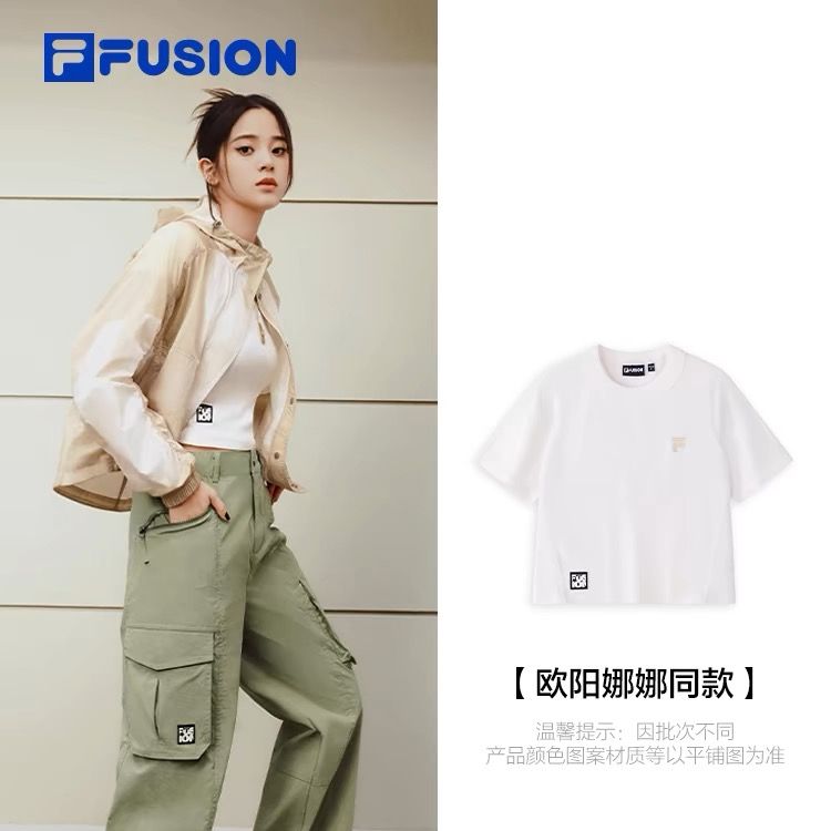 FUSION针织女短袖衫2024秋季季时尚休闲紧身T恤T11W433105F