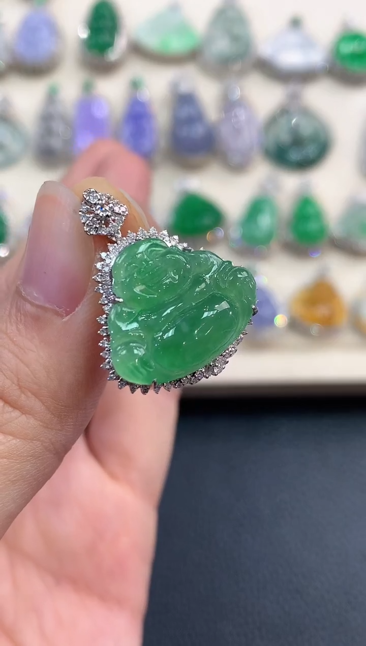 【闪购商品】翡翠吊坠(不含链)18K金镶嵌B94   