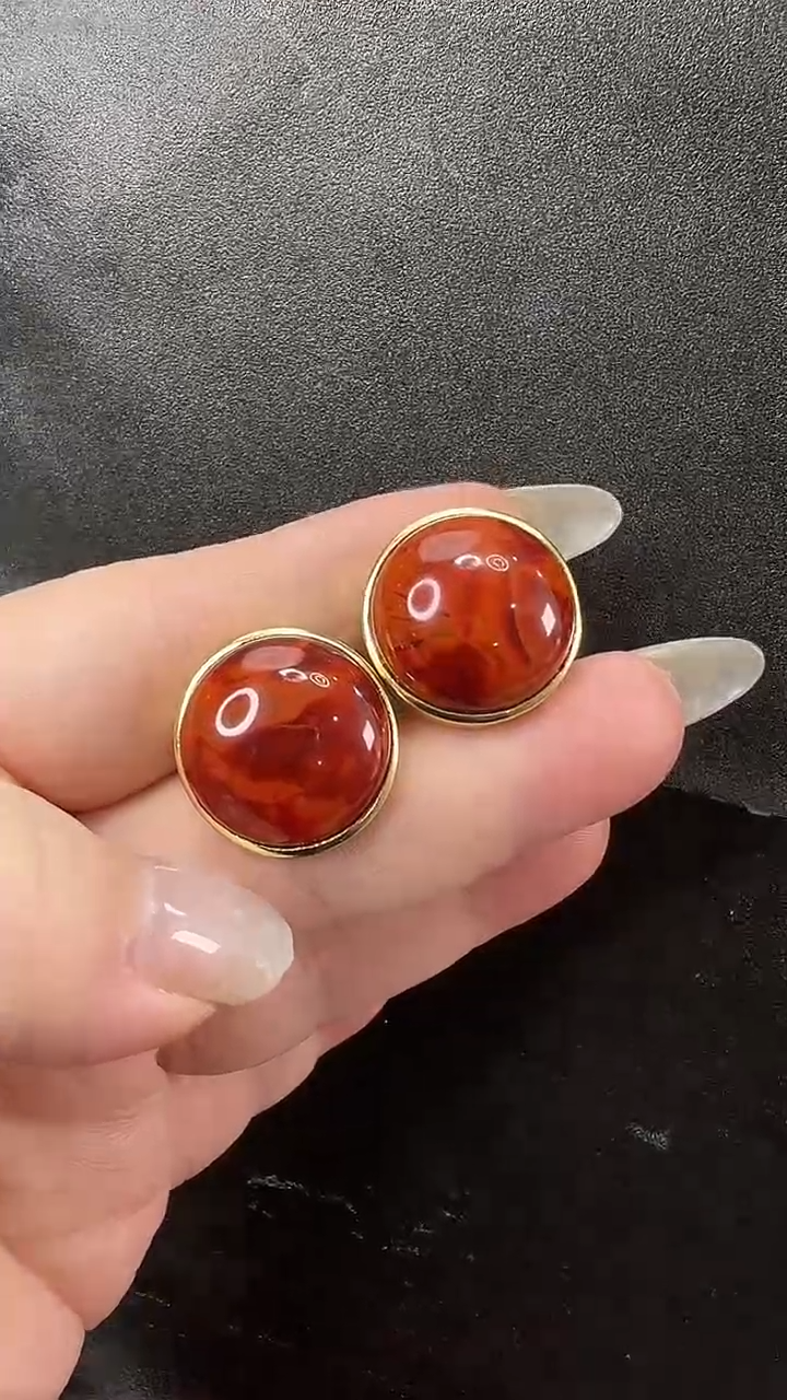 颈饰未镶嵌南红玛瑙耳环