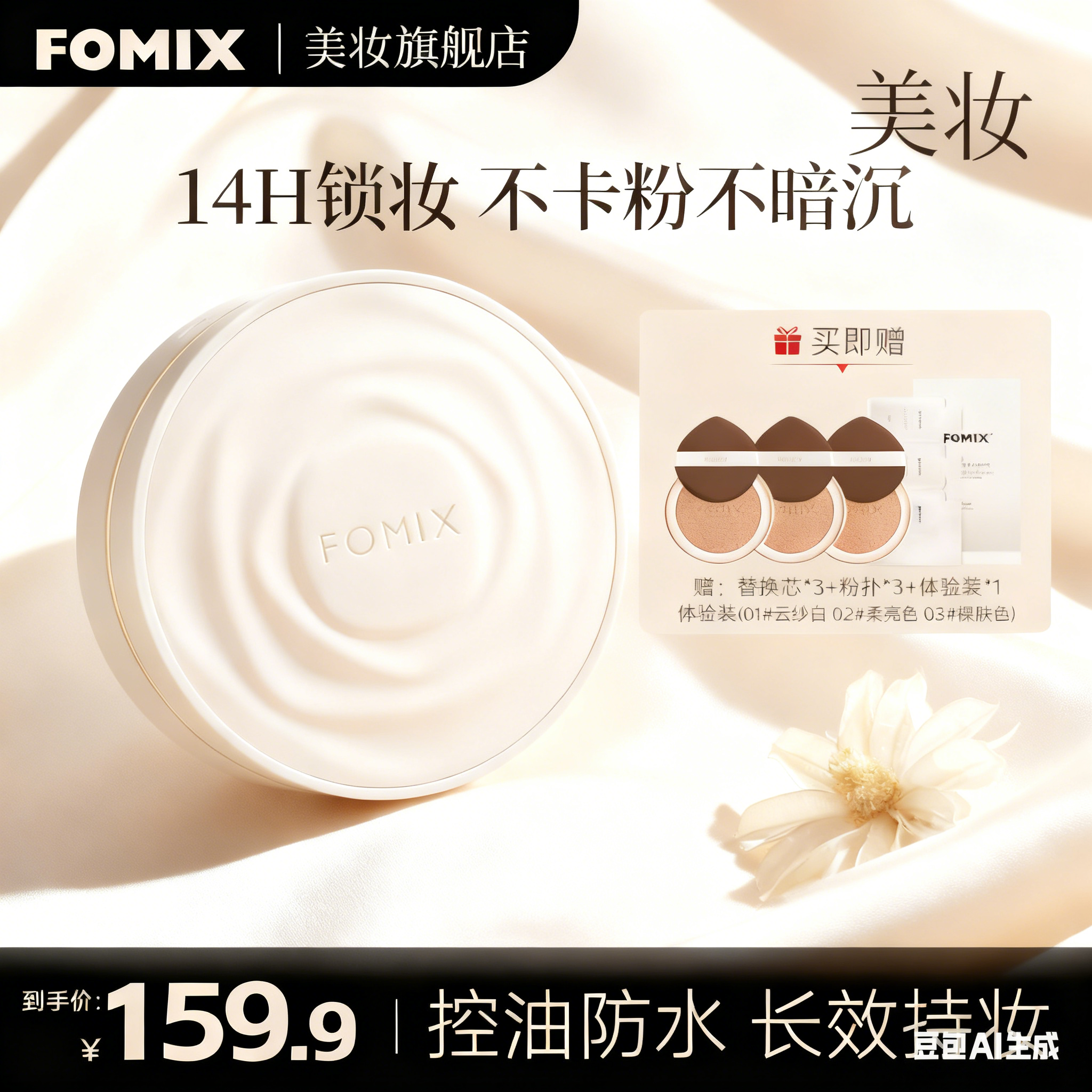 【双11大促】FOMIX山茶花奢养持妆气垫轻透不脱妆轻薄持妆养肤lv