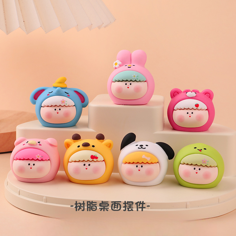 【九宫格 对对碰】实色动物大头创意摆件手工动物