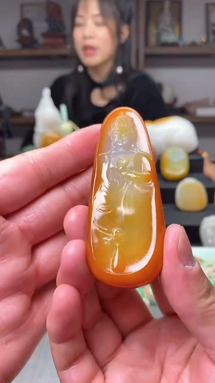 和田玉未镶嵌挂件宝瓶观音