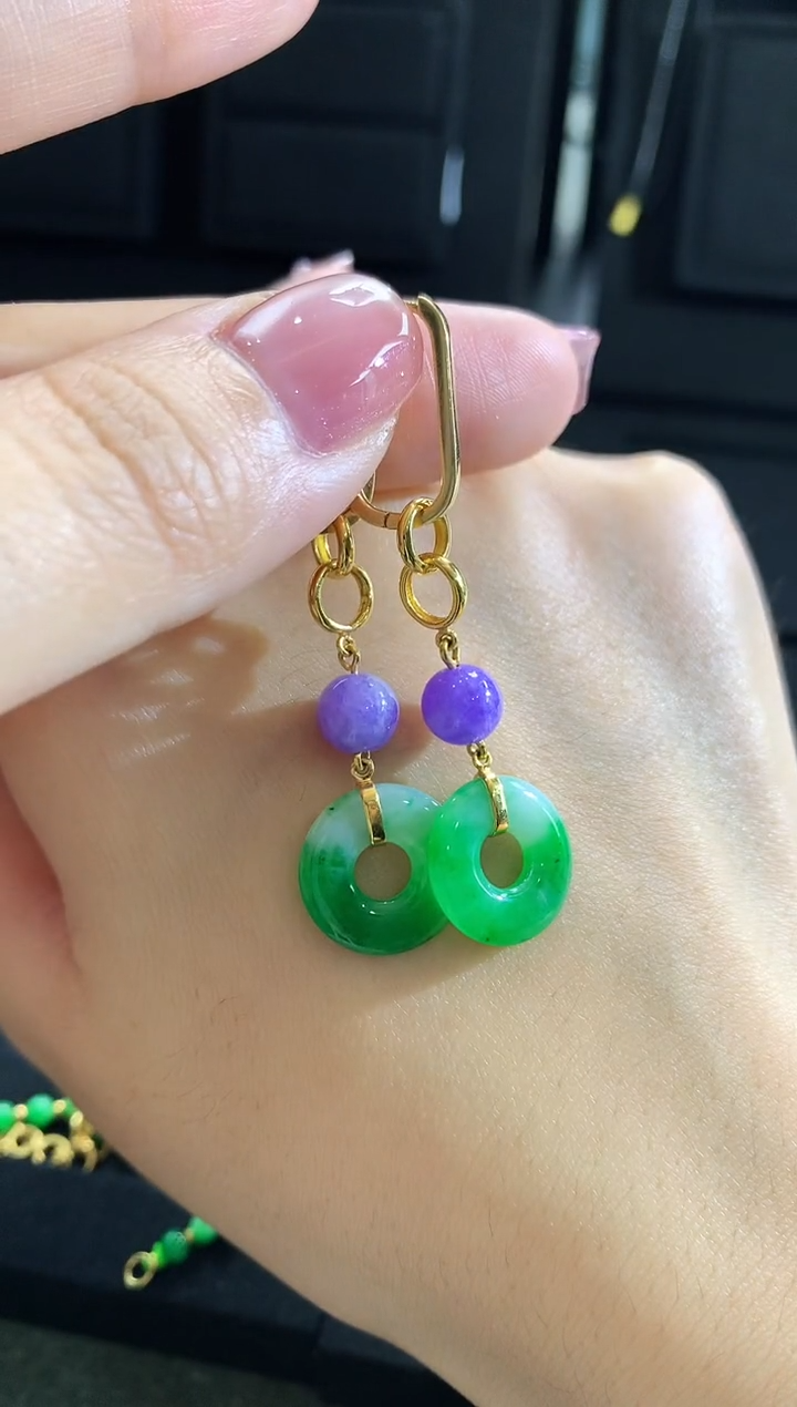 【闪购商品】翡翠耳饰18K金镶嵌耳饰