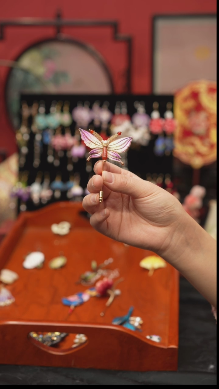 刺绣木**夏非遗手工绒花饰品