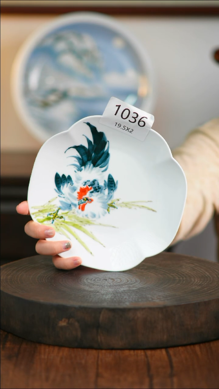 盘手绘釉下彩陶瓷餐具1036