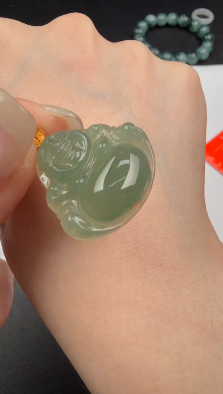 吊坠(不含链)18K金镶嵌翡翠翡翠饰品-153