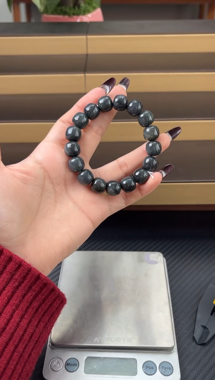 未镶嵌手串和田玉若羌毛毛矿微色差卡11*12Q