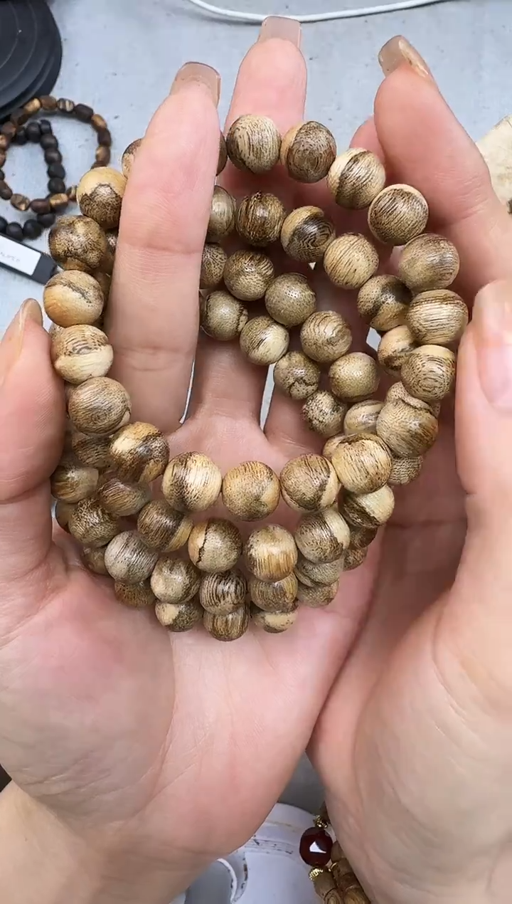 沉香手串1.0海南树心格圆珠单圈多样性发一