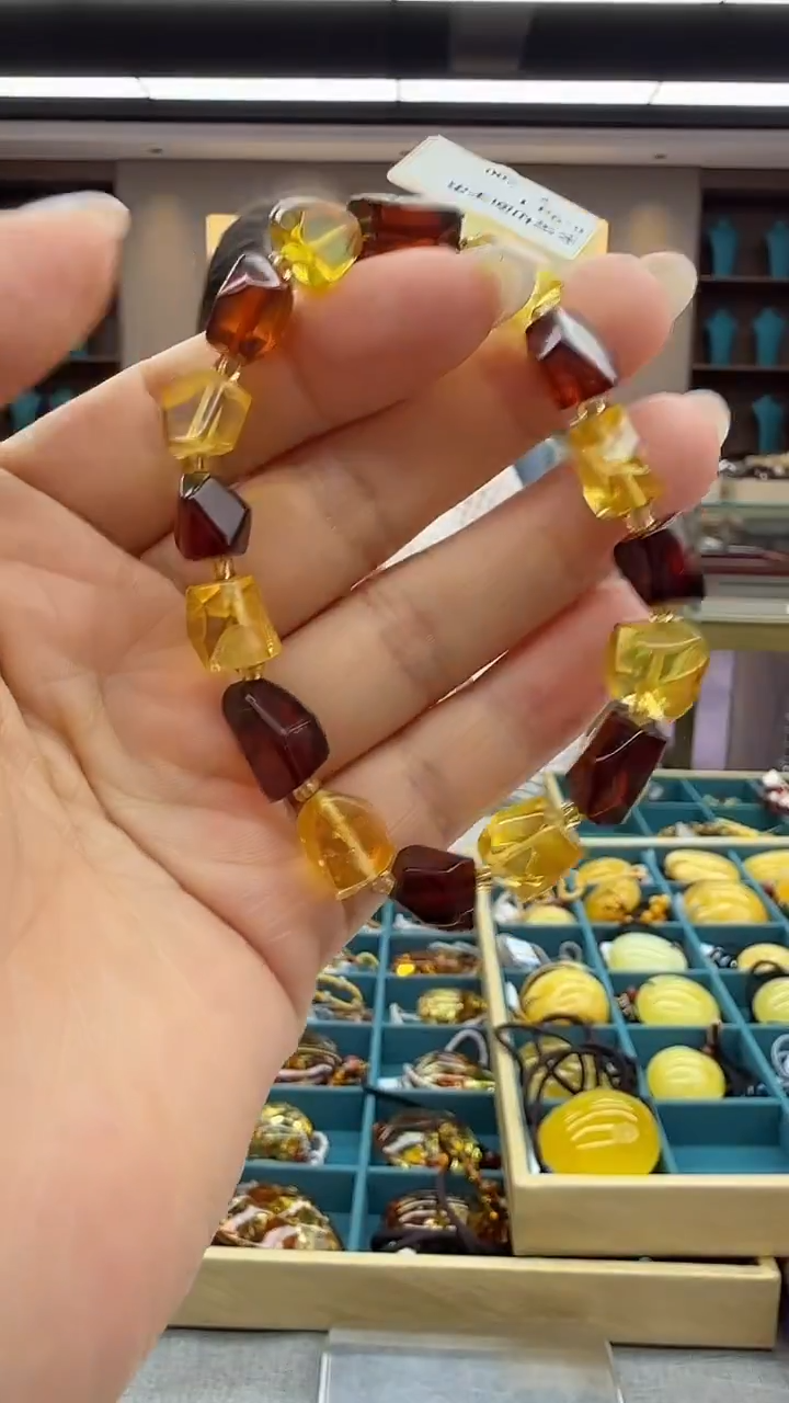 手链琥珀未镶嵌54秒拍号 假一罚三 