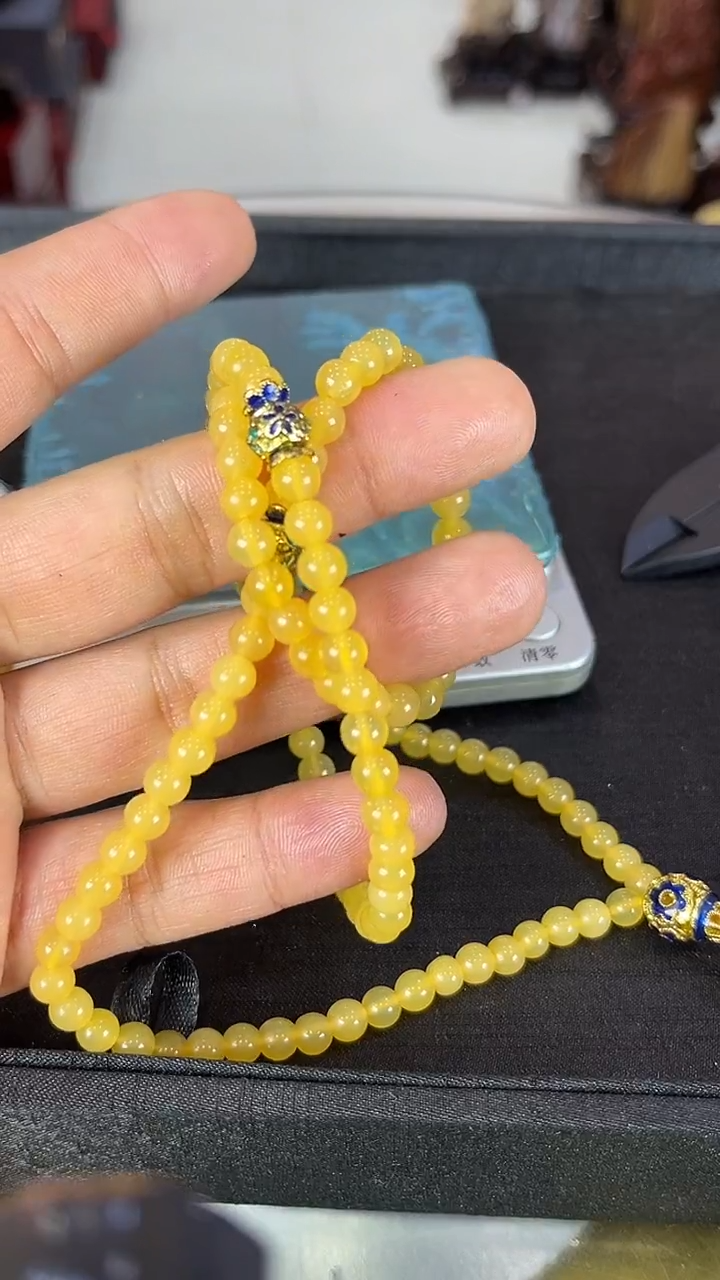 缅甸天然缅黄108颗