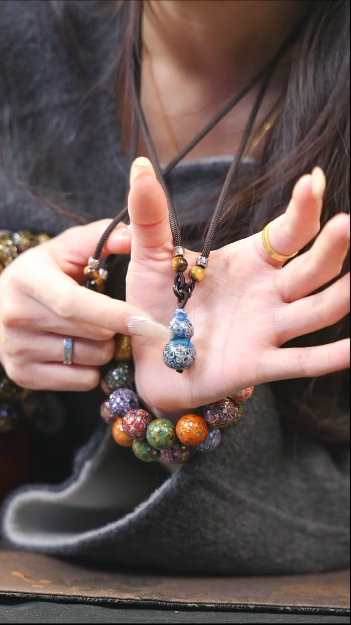 【闪购商品】蓝白大漆紫光檀螺钿小脖挂