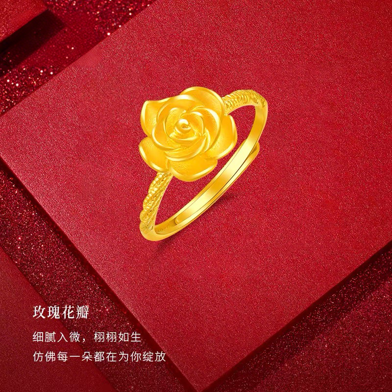 【顺丰快递/明天到家】玫瑰花戒指简约高级气质玫瑰之恋铜合金