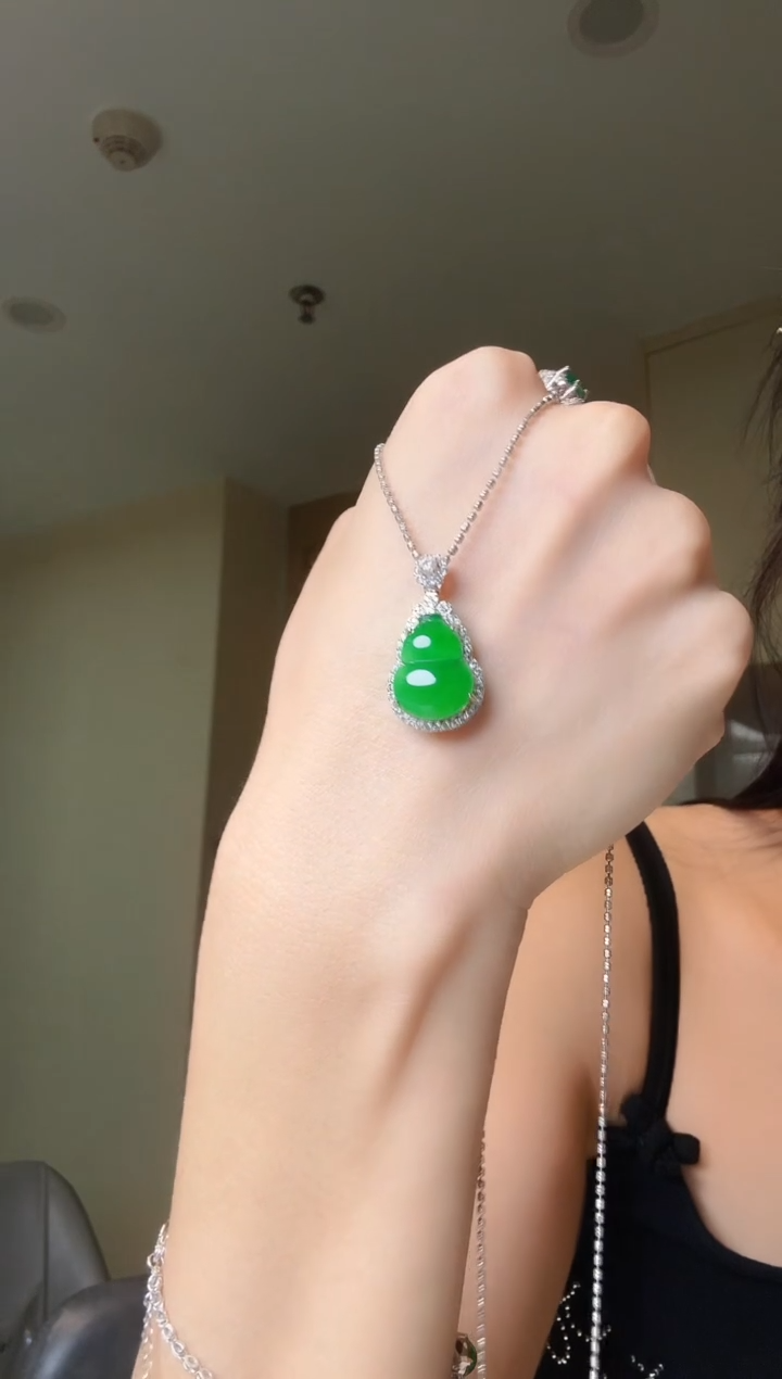 翡翠银S925镶嵌吊坠(不含链)天然翡翠吊坠