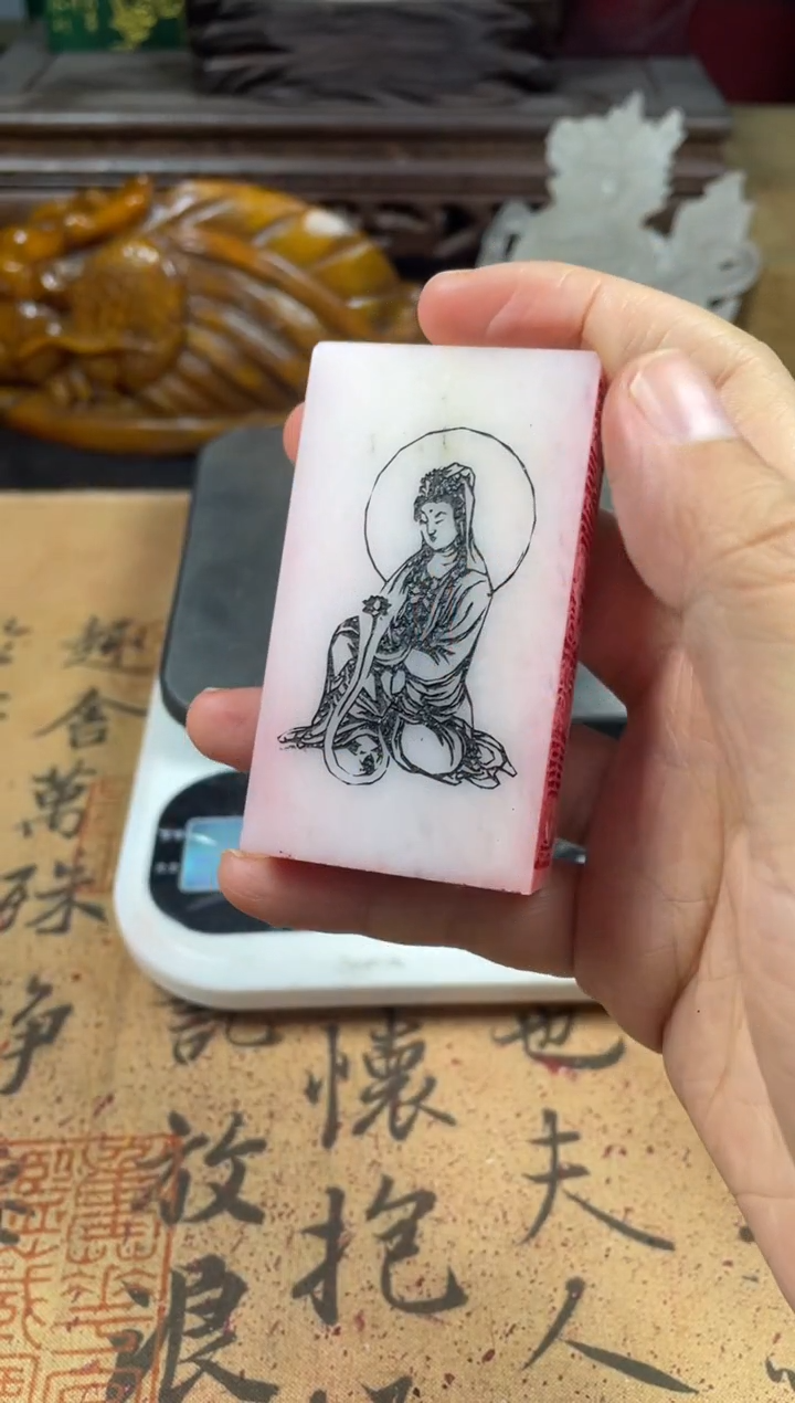 寿山石印石芙蓉石多面印观音