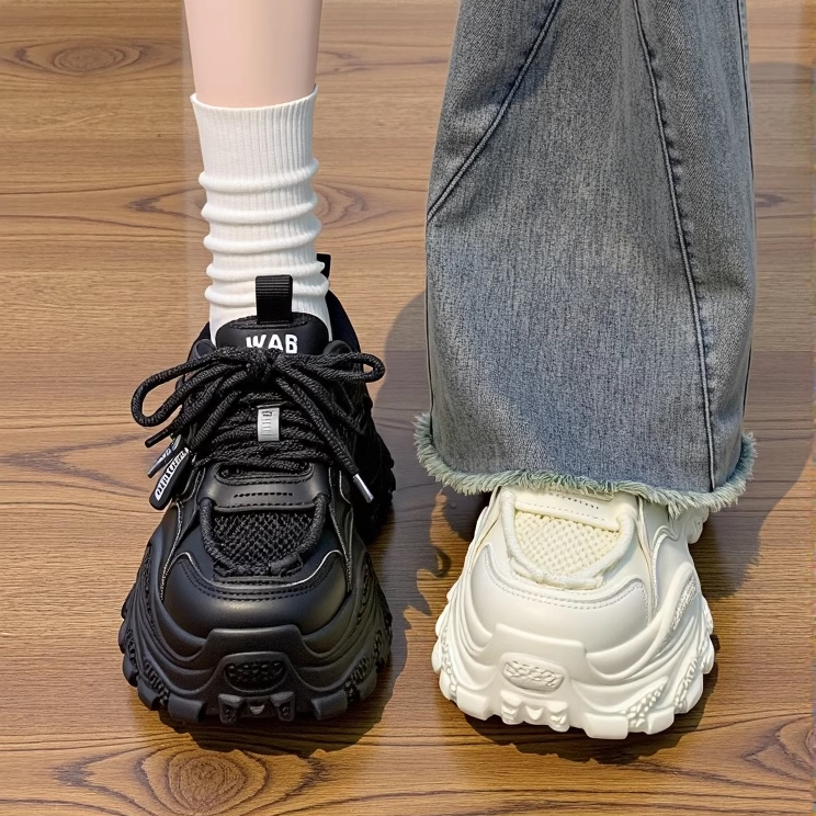 厚底松糕老爹鞋女2025秋季新款网面透气增高百搭超火休闲运动鞋