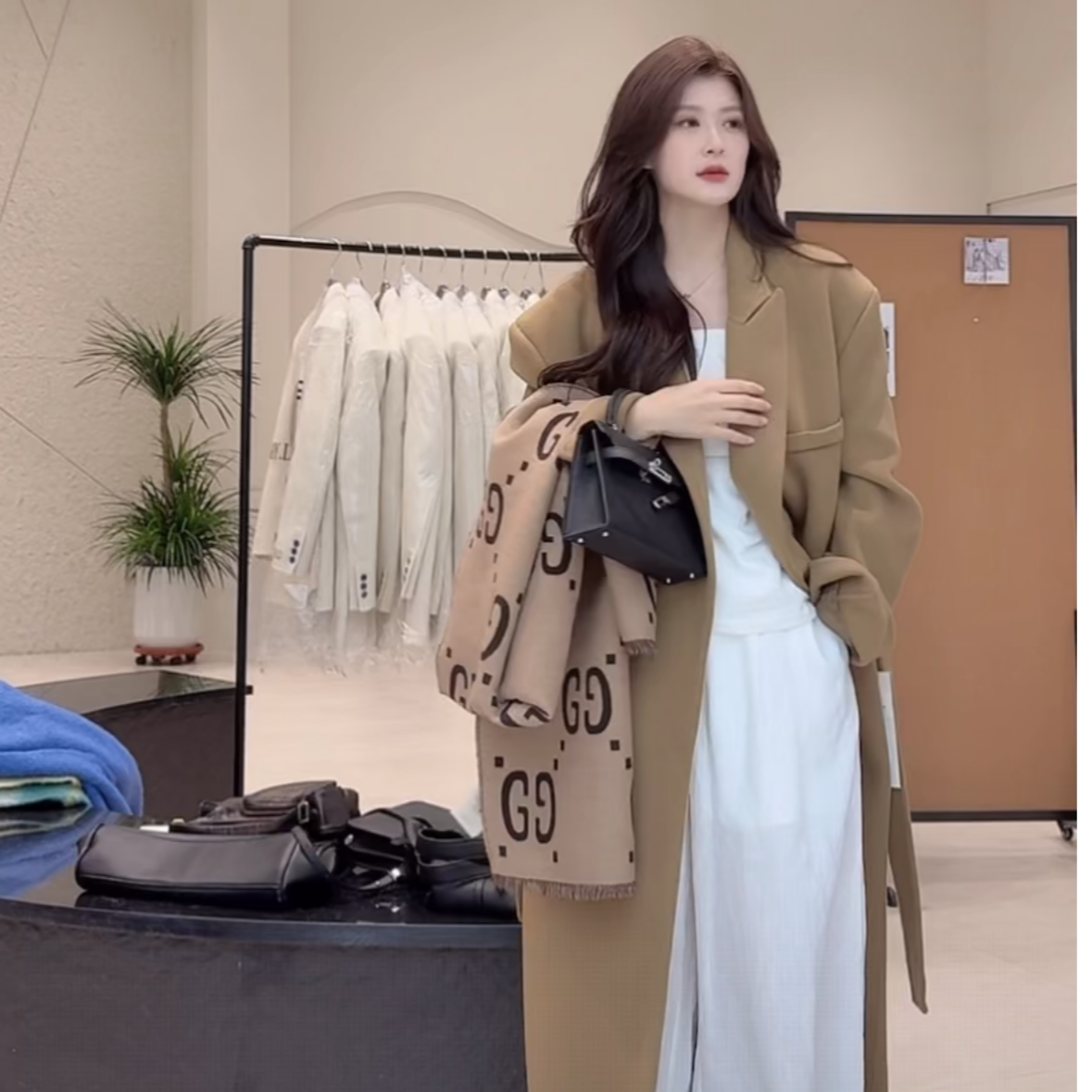 《双开门》长款韩版宽松显瘦西服女装双面大衣          