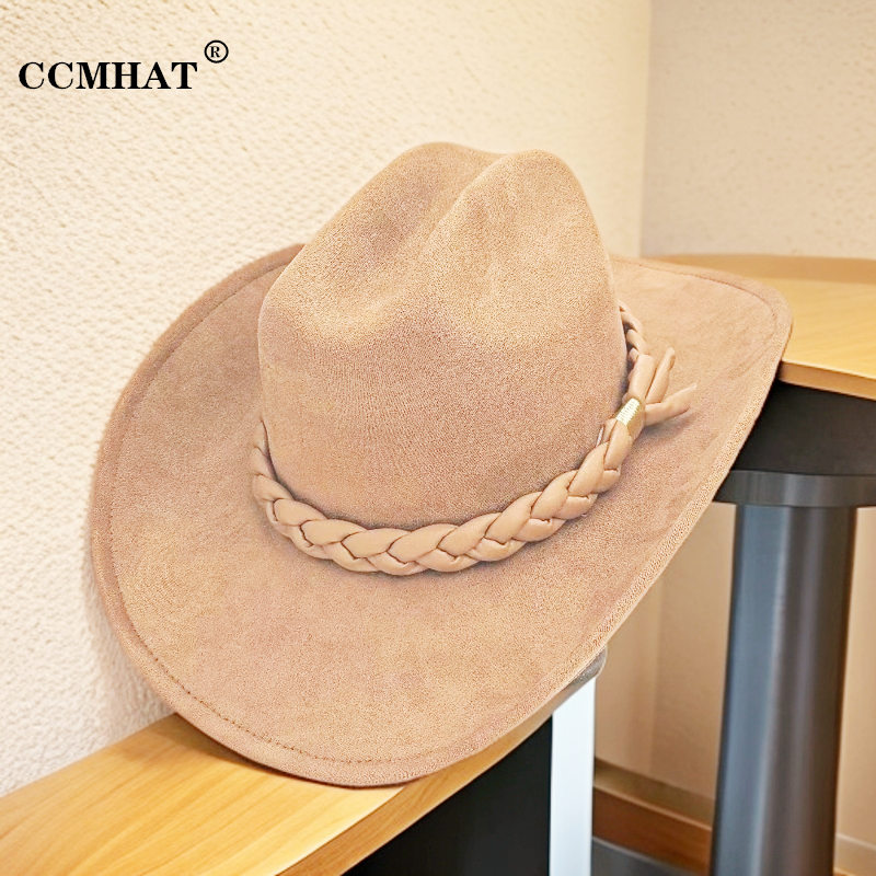 CCMHAT高端大气西部骑士牛仔帽藏式风爵士礼帽时尚宽檐酷帅毛呢帽