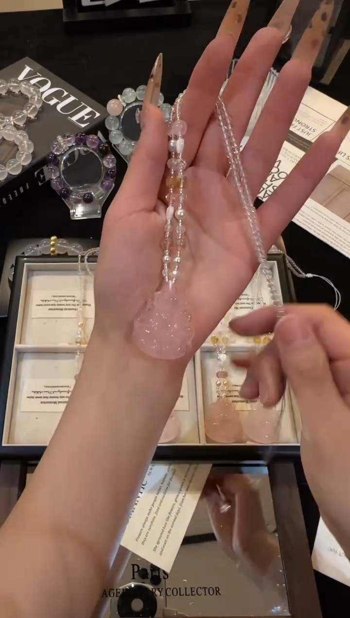 未镶嵌手链水晶粉水晶项链x3385