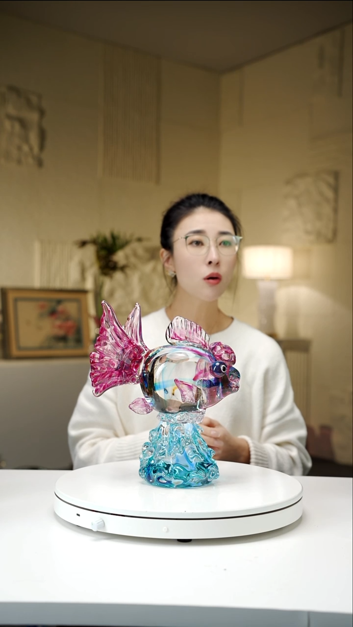 手工艺品琉璃金红蓝金鱼摆件