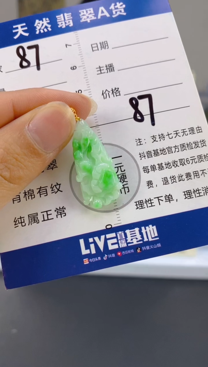 【闪购商品】翡翠颈饰18K金镶嵌天然A货翡翠