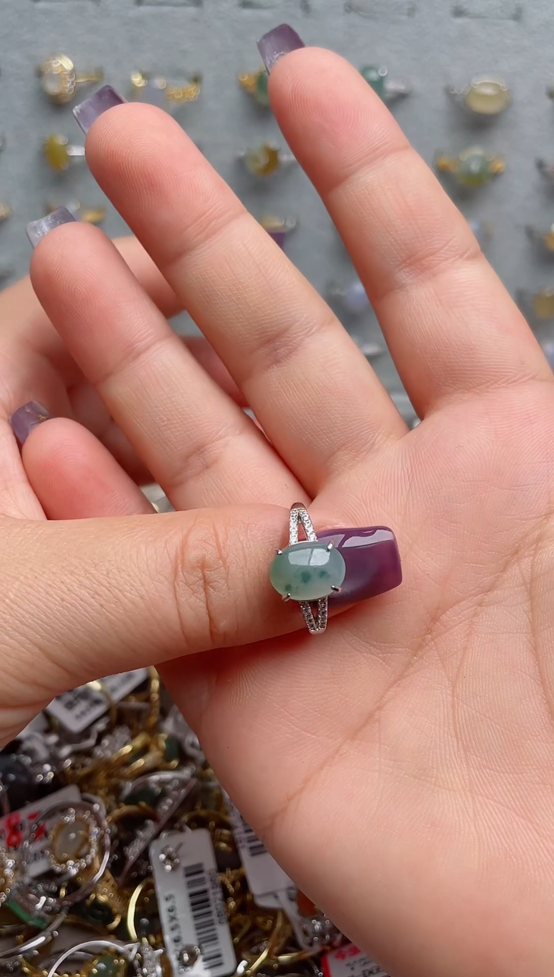 翡翠戒指银S925镶嵌.