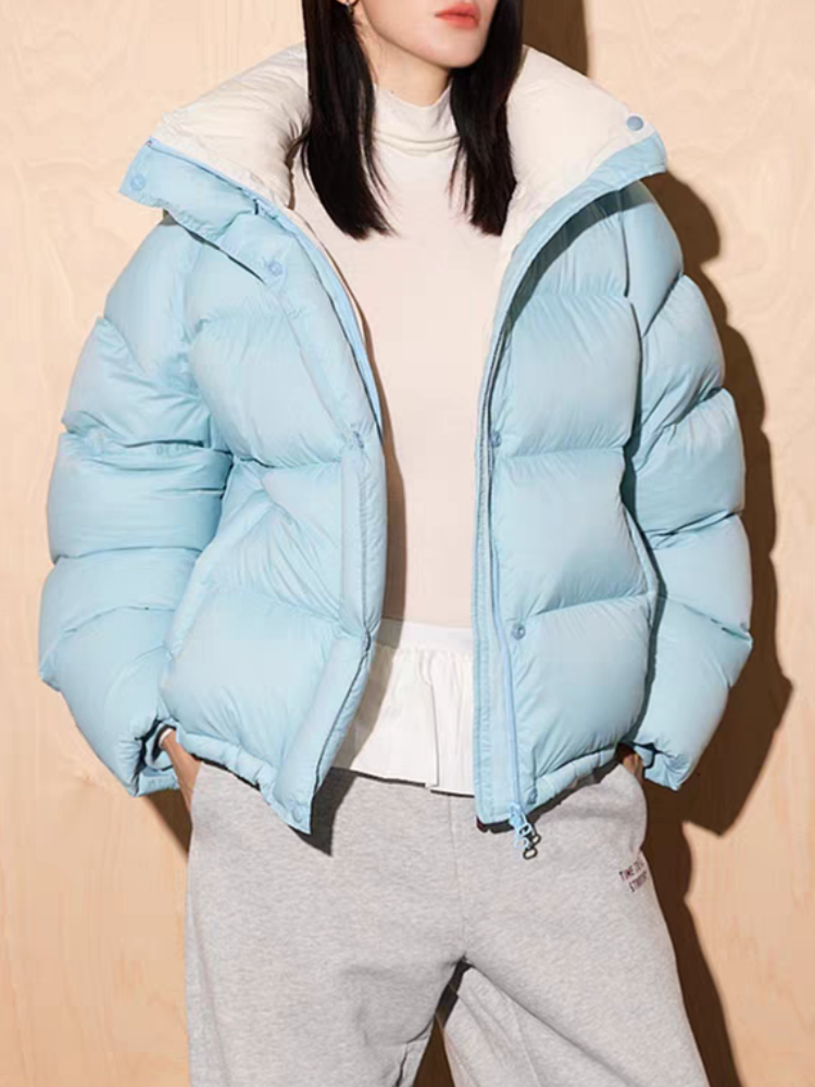 【济州岛】DT内外撞色短款连帽羽绒服