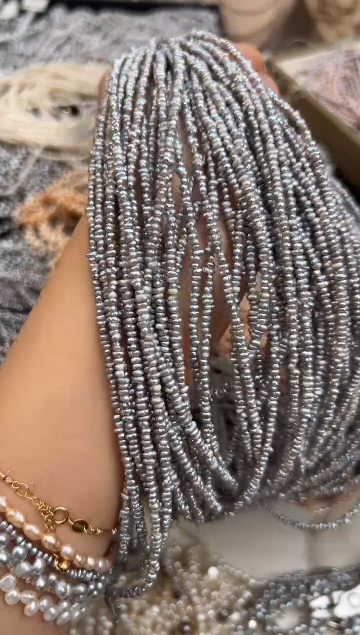 未镶嵌福利淡水珍珠强光*珍珠项链无核3-4mm左右（多样性发一）灰
