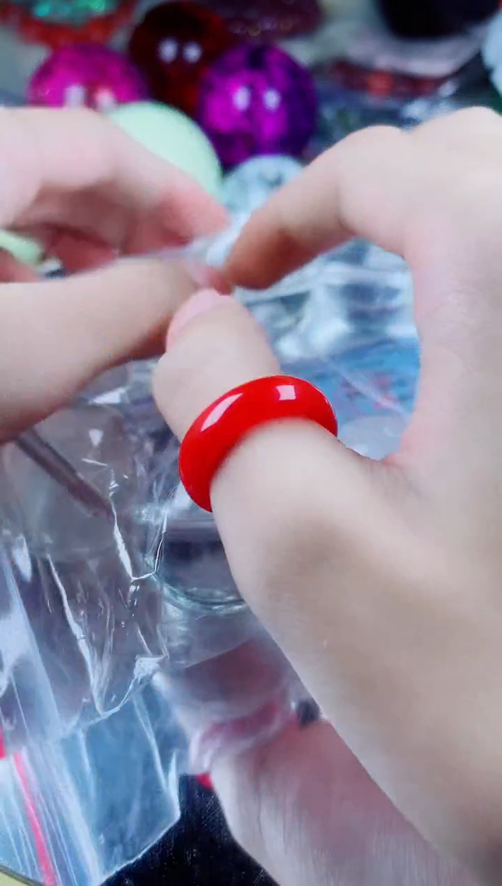 硅化珊瑚（珊瑚玉）未镶嵌戒指戒圈