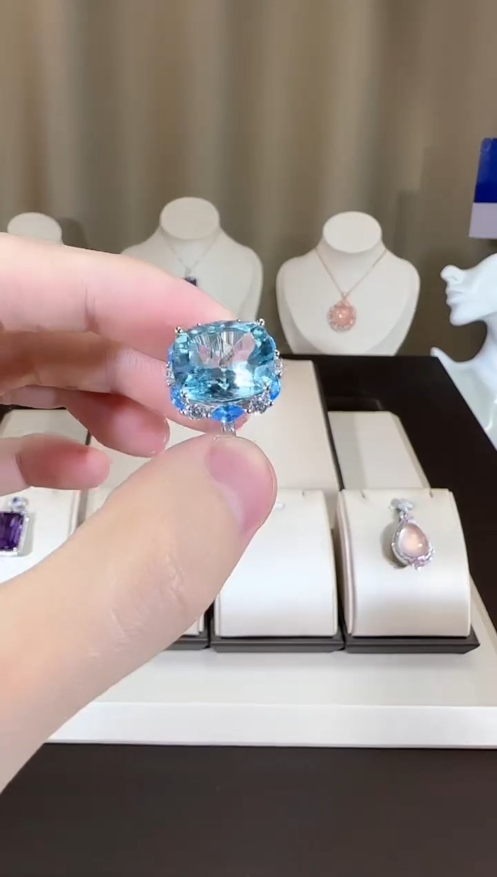 【闪购商品】托帕石戒指银S925镶嵌14*12mm