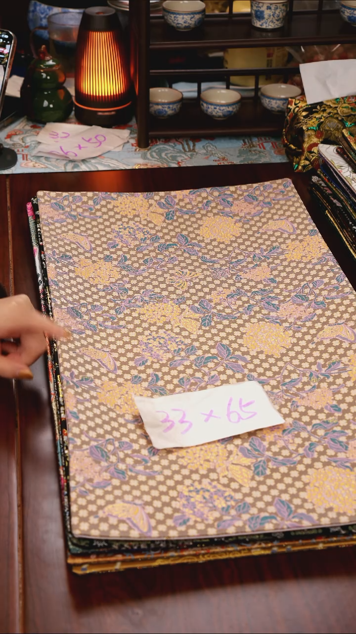 【蝴蝶绣球花双面】中国风干泡织锦茶席33*65