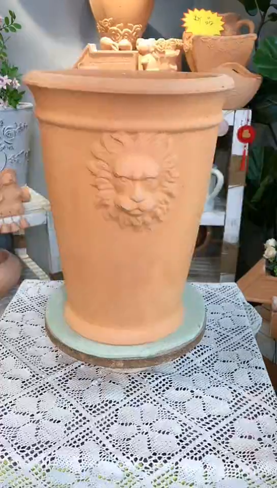 【闪购商品】红陶狮头圆盆3932