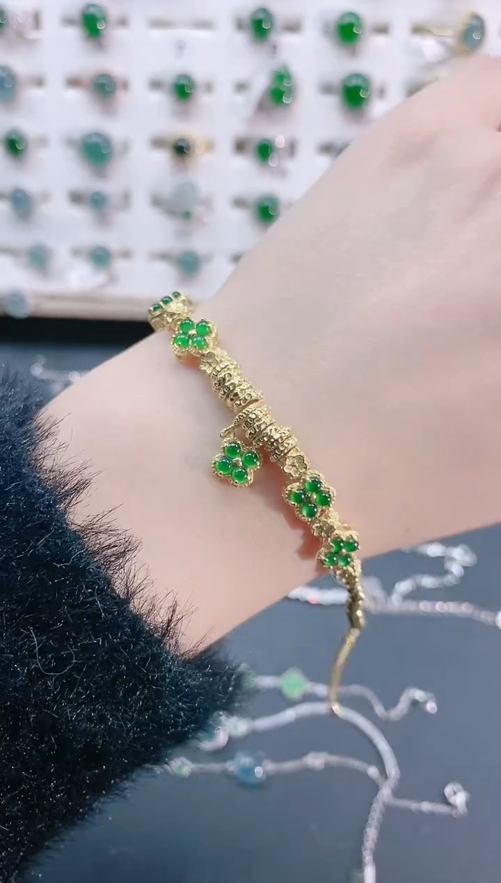 【闪购商品】翡翠手链银S925镶嵌天然翡翠