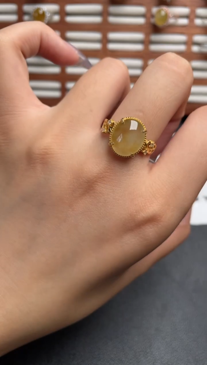 翡翠戒指银S925镶嵌一物一证一礼盒