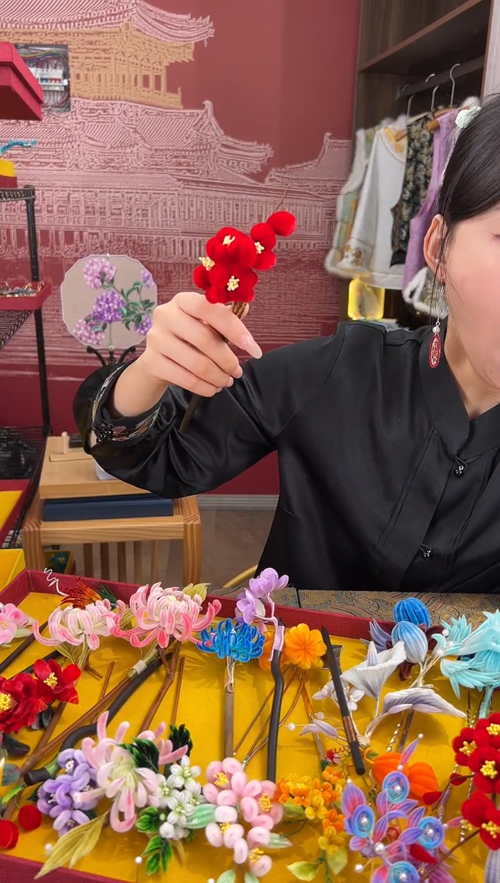 【闪购商品】刺绣 非遗绒花（发饰）