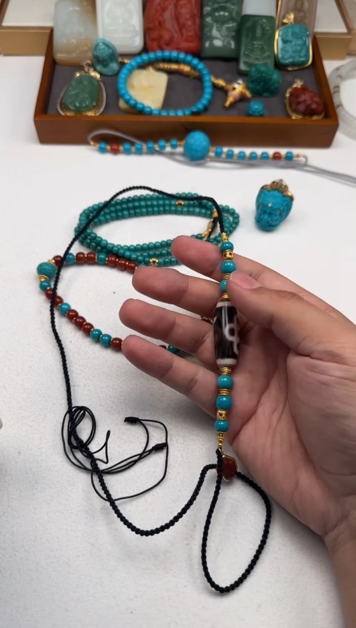 18K金镶嵌绿松石手串手串喜**～配饰配饰