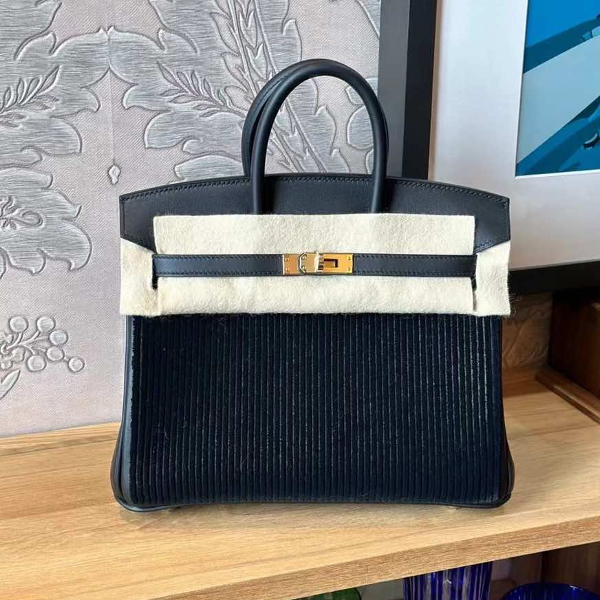 99新 Hermes/爱马仕 【小花Han】Birkin 25 黑色 S皮 B刻 金扣 包