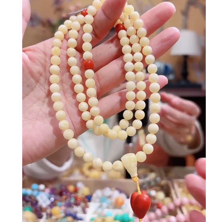 蜜蜡白花蜡108万能链