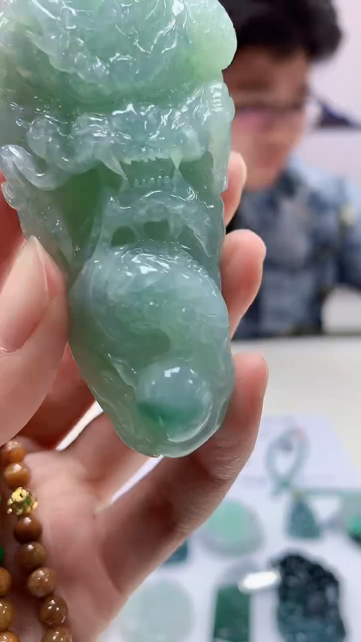 【闪购商品】定制翡翠未镶嵌4688zm-毛货赠珠链龙牌176