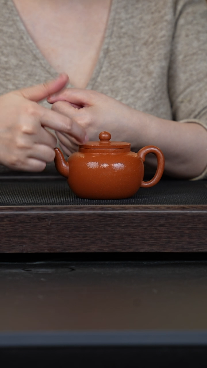 【闪购商品】紫砂茶壶大红泥平盖莲子