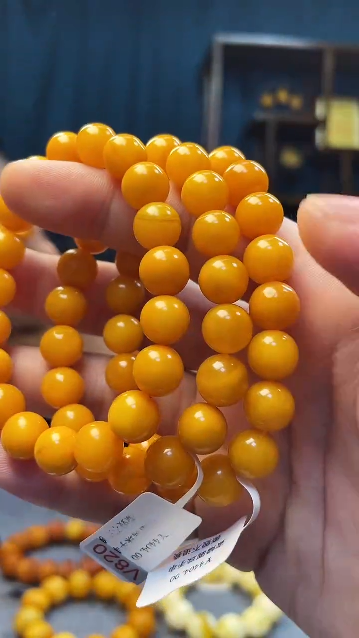 手串琥珀未镶嵌蜜蜡圆珠手串（多样性发其一）