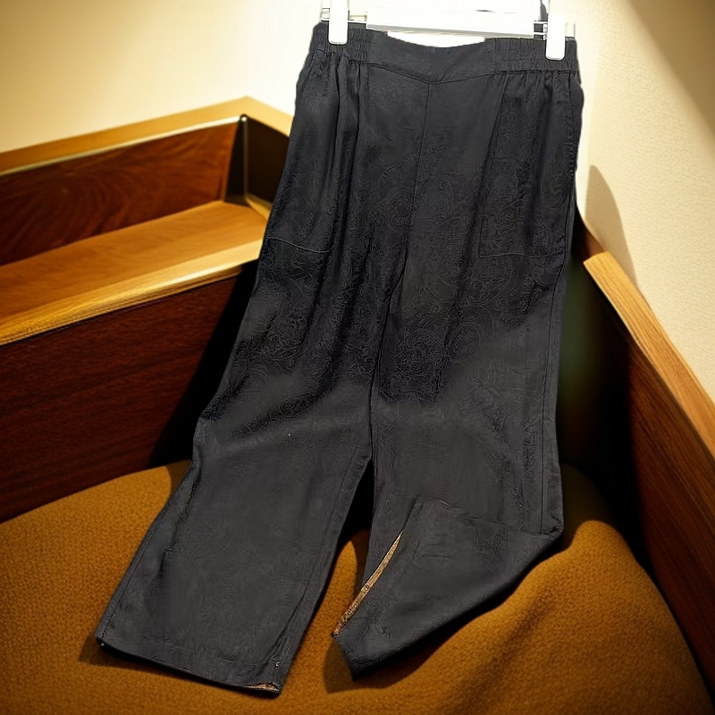 【提花双穿】春秋新款中式提花绞萝双面双穿时尚减龄气质直筒裤8163