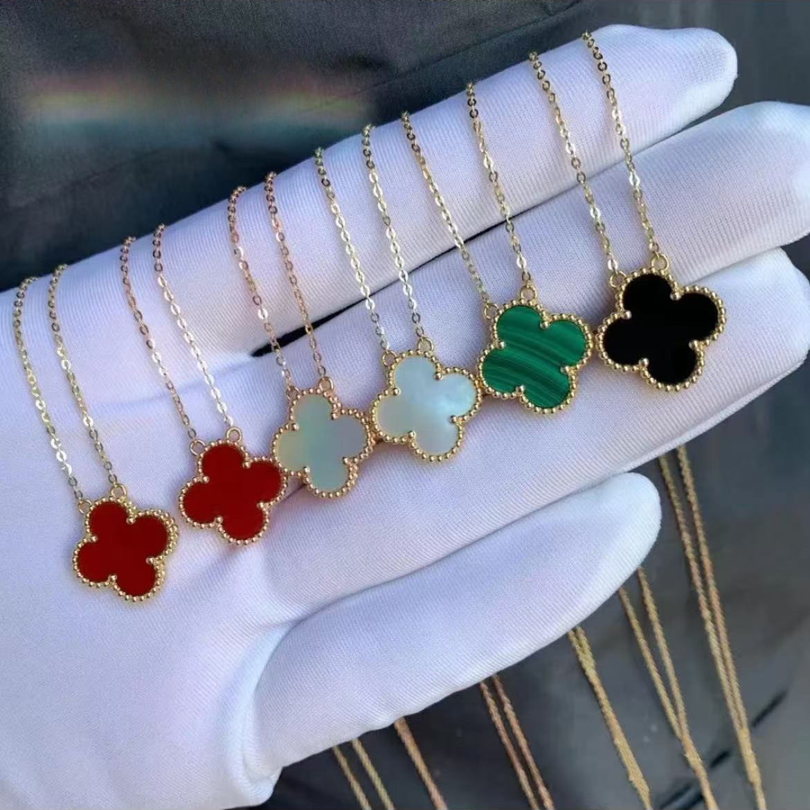 #三男孩专享# 003 四草迷你单花项链轻奢气质满钻百搭