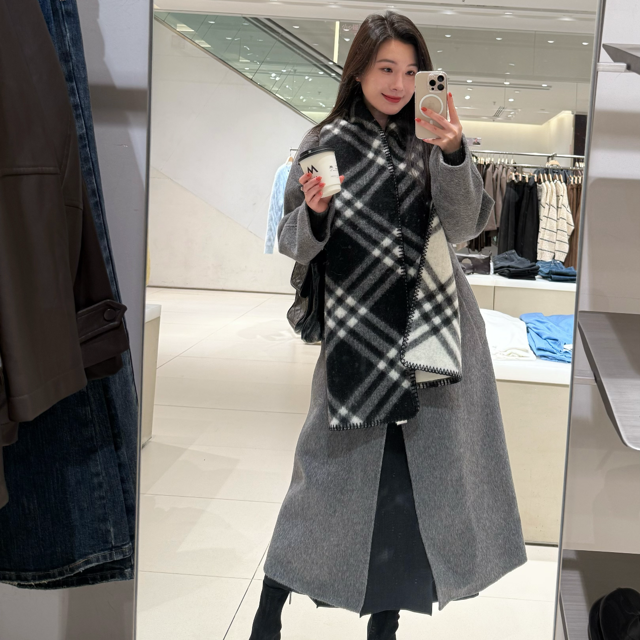 正确版系列！高端定制100山羊绒双面提花保暖围巾秋冬披肩不起球女