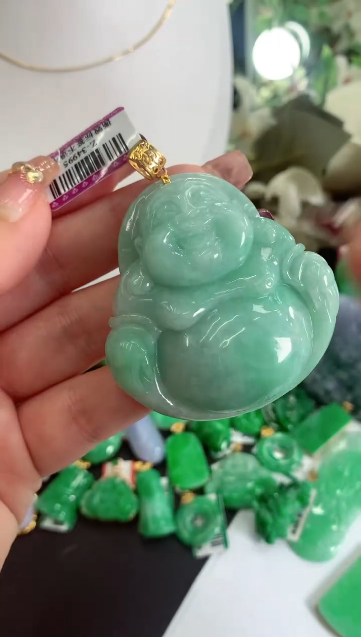 【闪购商品】翡翠吊坠(不含链)18K金镶嵌挂件